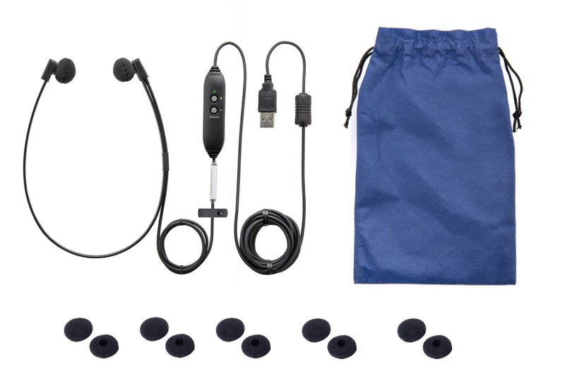 ECS Spectra USB Transcription Headset for PC with Volume Control, Under Chin Dictation Noise Cancelling Earphones | Stereo Voice Transcriber Wired Headphones, with Extra 5 Pair Ear Cushions - Image 1